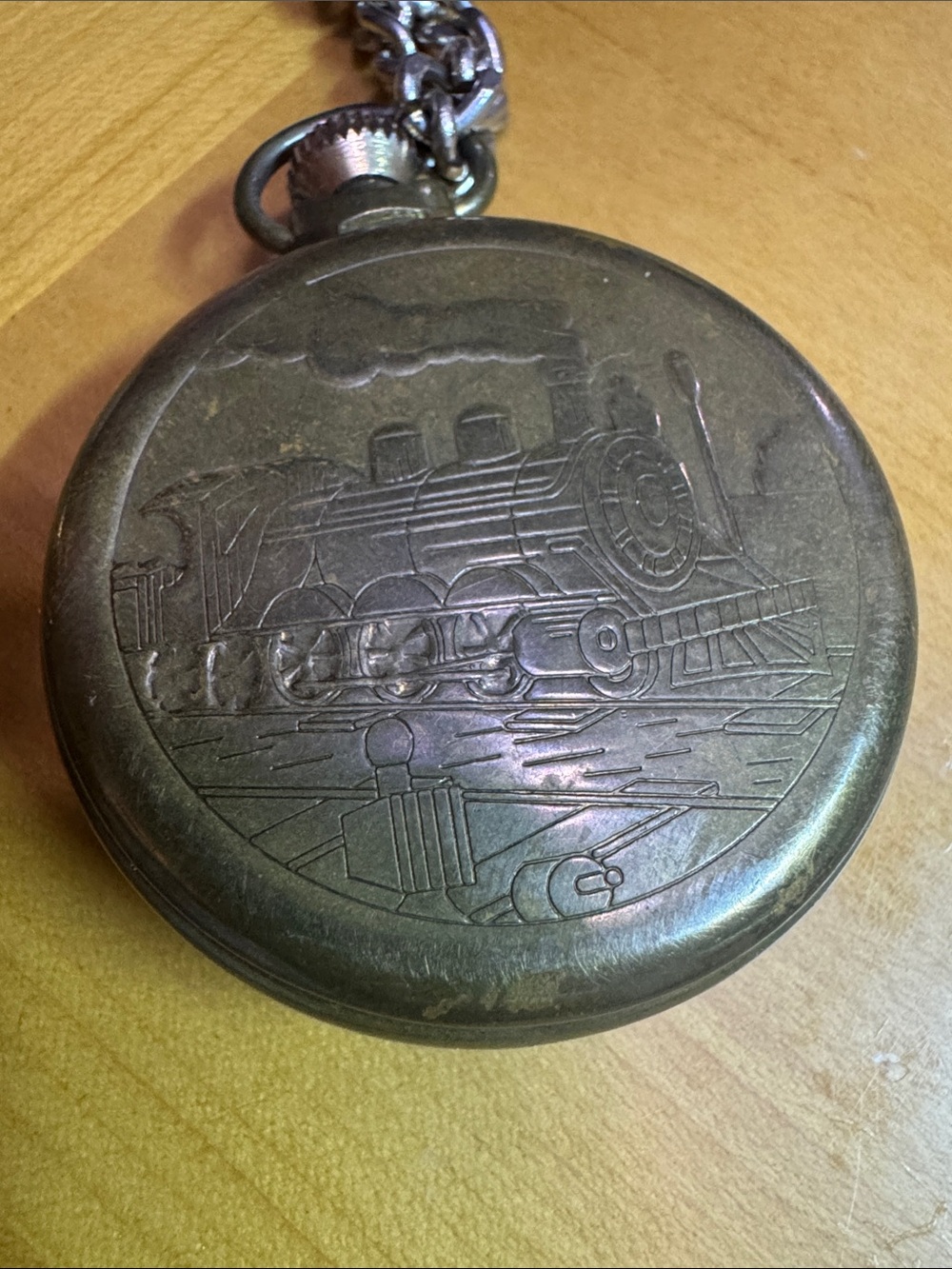 RARE SEARS RAILROAD BRASS POCKET WATCH TRAIN STEAM ENGINE WORKING